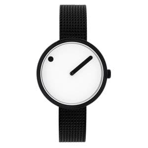 Picto 43343-1012 Black Small Watch with White Dial Black Mesh Band