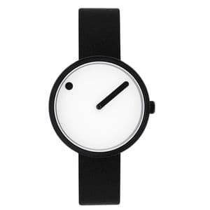Picto 43343-4112MB Black Small Watch with White Dial Black Leather Strap