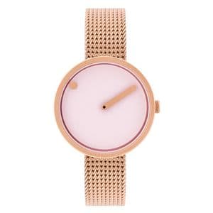 Picto 43344-1112 Rose Gold Watch Small with Pink Dial Rose Gold Mesh Band