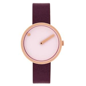 Picto 43344-4912MR Gold Watch Small with Pink Dial Burgundy Leather Strap