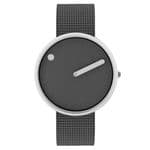 Picto 43352-1220 Steel Watch Medium with Grey Dial Grey Mesh Band