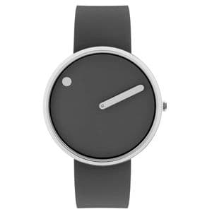 Picto 43352-3420S Steel Watch Medium with Grey Dial Grey Silicone Strap
