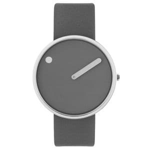 Picto 43352-6220S Steel Watch Medium with Grey Leather Strap
