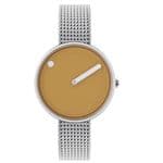 Picto 43353-0812 Steel Watch Small Mustard Yellow Dial Matt Mesh Band