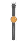 Picto 43354-6220S 40mm Watch Mustard Yellow Dial Grey Leather Strap