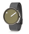 Picto 43357-1220 Steel Watch Medium with Army Green Dial Grey Mesh Strap