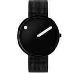 Picto 43361-1020 Black Steel Watch Medium with Black Dial Black Mesh Band
