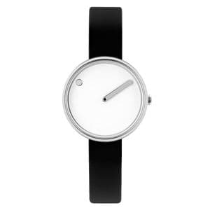 Picto 43363-0112S Steel Watch Small with White Dial Black Silicone Strap