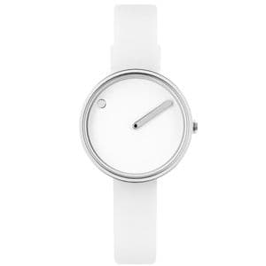 Picto 43363-0212S Steel Watch Small with White Dial White Silicone Strap