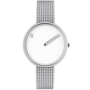 Picto 43363-0812 Steel Watch Small with White Dial Matt Steel Mesh Band