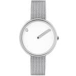 Picto 43363-0812 Steel Watch Small with White Dial Matt Steel Mesh Band