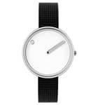 Picto 43363-1012 Steel Watch Small with White Dial Black Mesh Band