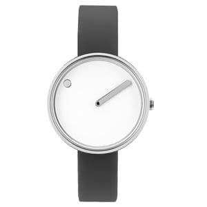 Picto 43363-3412S Steel Watch Small with White Dial Grey Silicone Strap