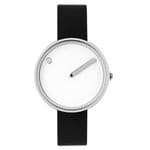 Picto 43363-4112S Steel Watch Small with White Dial Black Leather Strap