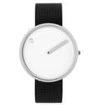 Picto 43364-1020 Steel Watch Medium with White Dial Black Mesh Band