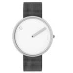 Picto 43364-1220 Steel Watch Medium with White Dial Grey Mesh Band