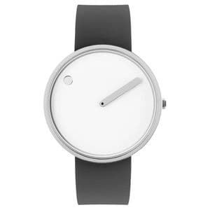 Picto 43364-3420S Steel Watch Medium with White Dial Grey Silicone Strap