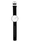 Picto 43364-4120S Steel Watch Medium with White Dial Black Leather Strap