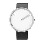 Picto 43364-4120S Steel Watch Medium with White Dial Black Leather Strap