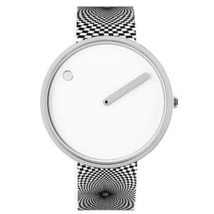 Picto 43364P-3220 Steel Watch Medium with White Dial Graphic Strap
