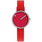 Picto 43366-0312 Steel Watch Small with Red Dial Red Silicone Strap