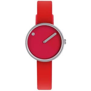 Picto 43366-0312 Steel Watch Small with Red Dial Red Silicone Strap