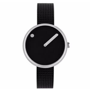 Picto 43369-1012 Steel Watch Small with Black Dial Black Mesh Band