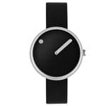 Picto 43369-4112S Steel Watch Small with Black Dial Black Leather Strap