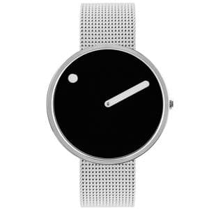 Picto 43370-0820 Steel Watch Medium with Black Dial Matt Steel Mesh Band