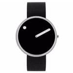 Picto 43370-1020 Steel Watch Medium with Black Dial Black Mesh Band
