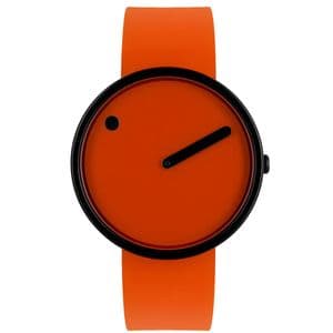 Picto 43374-0620 Steel Black Watch Medium with Orange Dial Silicone Strap