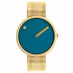 Picto 43376-0920 Gold Watch Medium with Dusty Blue Dial Gold Mesh Band