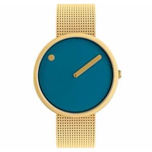 Picto 43376-0920 Gold Watch Medium with Dusty Blue Dial Gold Mesh Band