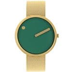 Picto 43377-0920 Gold Watch Medium with Dusty Green Dial Gold Mesh Band