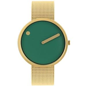 Picto 43377-0920 Gold Watch Medium with Dusty Green Dial Gold Mesh Band