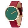 Picto 43377-4320MG Gold Watch with Dusty Green Dial Red Leather Strap