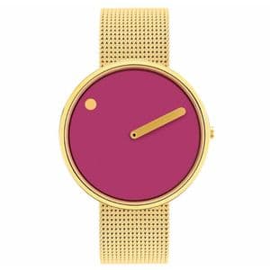 Picto 43378-0920 Gold Watch Medium with Dusty Pink Dial Gold Mesh Band