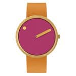 Picto 43378-4520MG Gold Watch with Pink Dial Light Brown Leather Strap