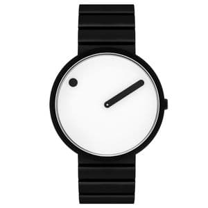 Picto 43379-2030 Black Steel Watch with White Dial Black Steel Bracelet 40mm