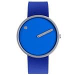 Picto 43380-4420MS Steel Watch Medium with Blue Dial Blue Leather Strap