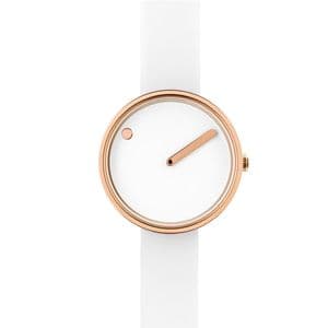 Picto 43381-0212R Rose Gold Watch Small White Dial White Silicone Strap