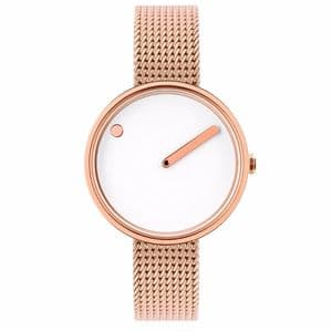 Picto 43381-1112 Rose Gold Watch Small with White Dial and Mesh Band