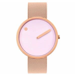Picto 43382-1120 Rose Gold Watch Medium Pink Dial Rose Gold Mesh Band