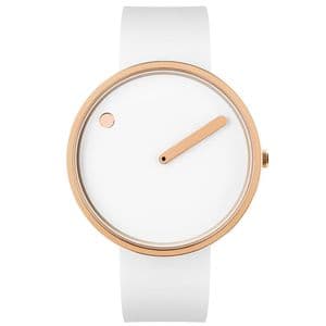 Picto 43383-0220R Rose Gold Watch Medium White Dial White Silicone Strap