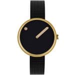 Picto 43385-1012 Gold Steel Watch Small with Black Dial Black Mesh Band