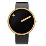 Picto 43387-4120G Gold Medium Watch Black Dial Black Leather Strap