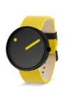 Picto 43388-6120B 40mm Watch Black Dial Canary Yellow Leather Strap