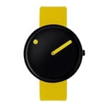 Picto 43388-6120B 40mm Watch Black Dial Canary Yellow Leather Strap