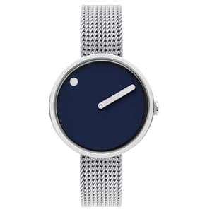 Picto 43392-0812 Steel Watch Small with Navy Dial Steel Matt Mesh Band