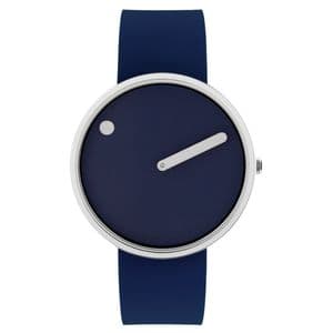 Picto 43393-0520S Steel Watch Medium with Navy Dial Navy Silicone Strap